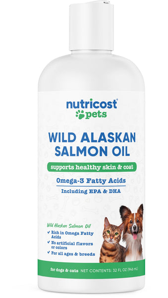 Nutricost Pets Wild Alaskan Salmon Oil for Dogs and Cats, 32 fl oz, Supports Healthy Skin & Coat, Omega-3 Fatty Acids Including EPA & DHA