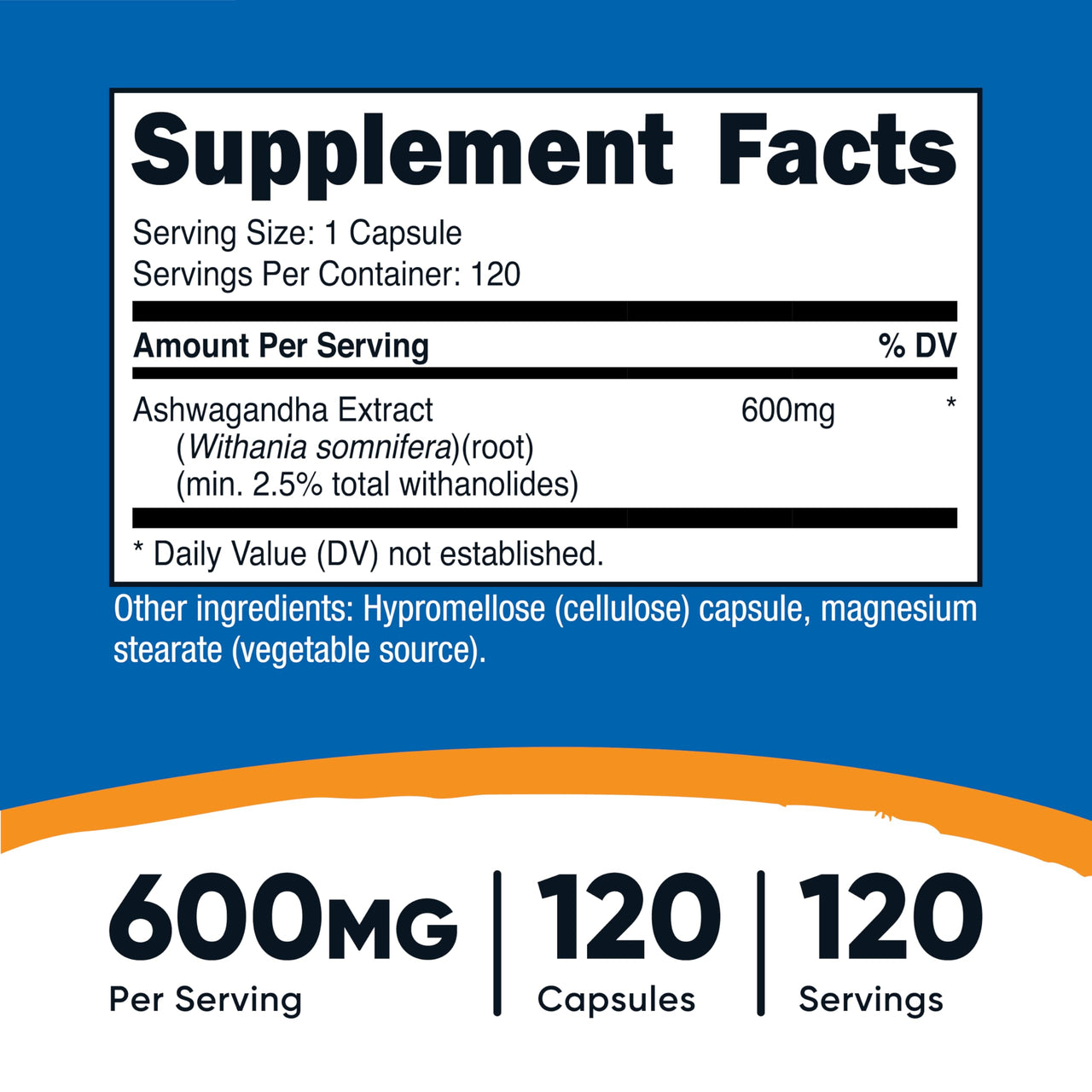 Nutricost Ashwagandha Herbal Supplement 600mg, 120 Capsules - Vegetarian, Non-GMO, Gluten Free, Ashwagandha Root
