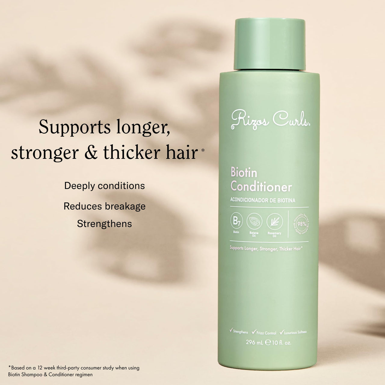 Rizos Curls Biotin Conditioner – Deeply Moisturize & Reduce Breakage with Biotin, Coconut Oil & Aloe Vera – Softens & Detangles All Hair Types Straight, Wavy, Curly 1a–4c – Sulfate & Paraben Free