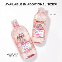 Thumbnail for Garnier Micellar Water with Rose Water and Glycerin, Hydrating Facial Cleanser & Makeup Remover, For All Skin Types, Vegan, Cruelty Free, 13.5 Fl Oz (400mL), 1 Count