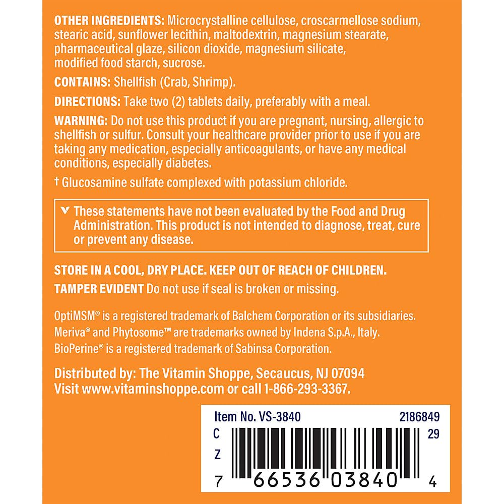 The Vitamin Shoppe Ultimate Gold Joint Care with BioPerine - Joint Support, Mobility & Flexibility (180 Tablets)