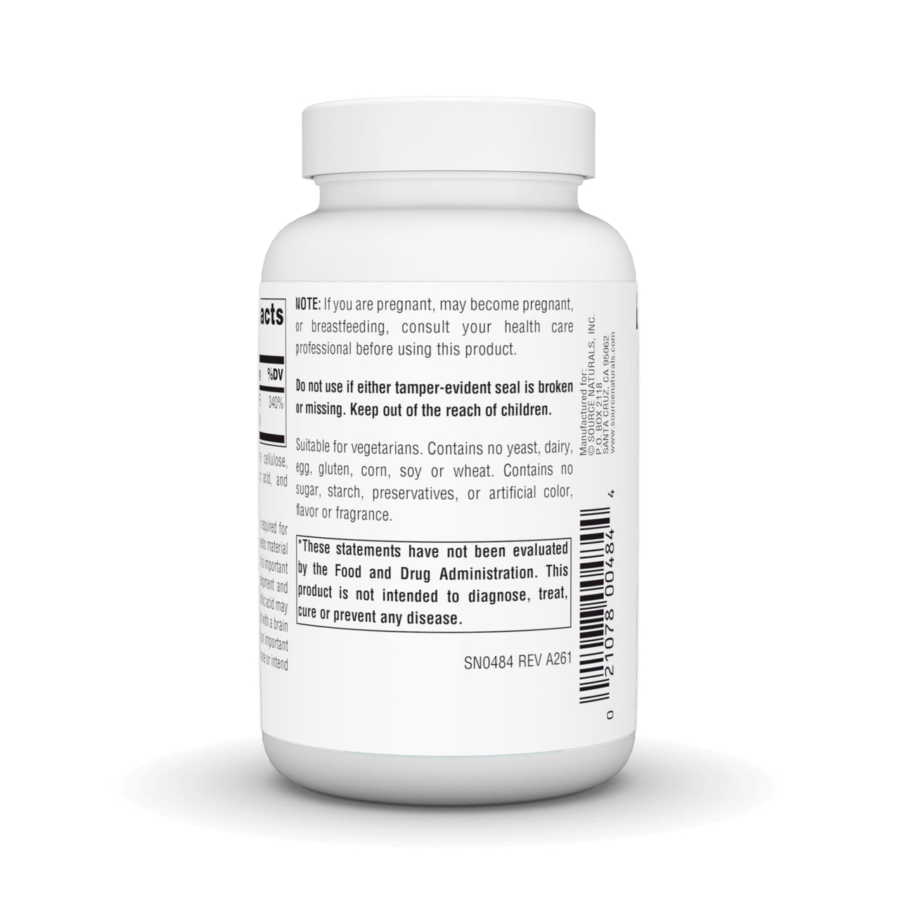 Source Naturals Folic Acid 800 mcg Dietary Supplement - 500 Tablets