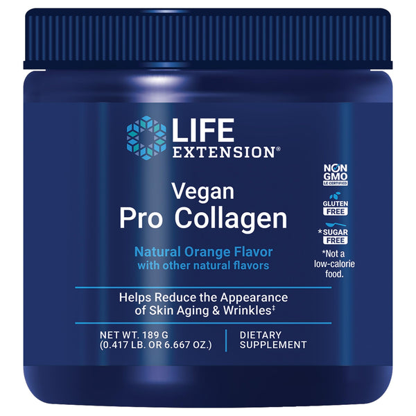 Life Extension Vegan Pro Collagen, Collagen Builder Support, Skin Health, Type I Collagen Amino acids, gotu kola, Vitamin C, Gluten-Free, Non-GMO, Vegan, 30 Servings