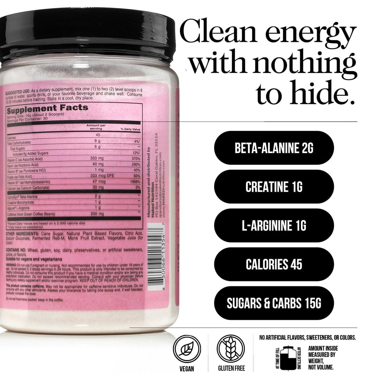 NAKED Vanilla Whey Isolate Protein Powder (24 Servings) Strawberry Lemonade Energy Pre Workout (30 Servings) – Grass-Fed; Non-GMO; Gluten Free; Soy Free; Vegan Friendly