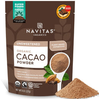 Thumbnail for Navitas Organics Cacao Powder - Cocoa Powder Substitute 1:1, For Hot Chocolate, Baking & More - Regenerative Organic Certified, Non GMO, Fairtrade, Gluten Free, Non-alkalized (8oz. Bag, 38 Servings)