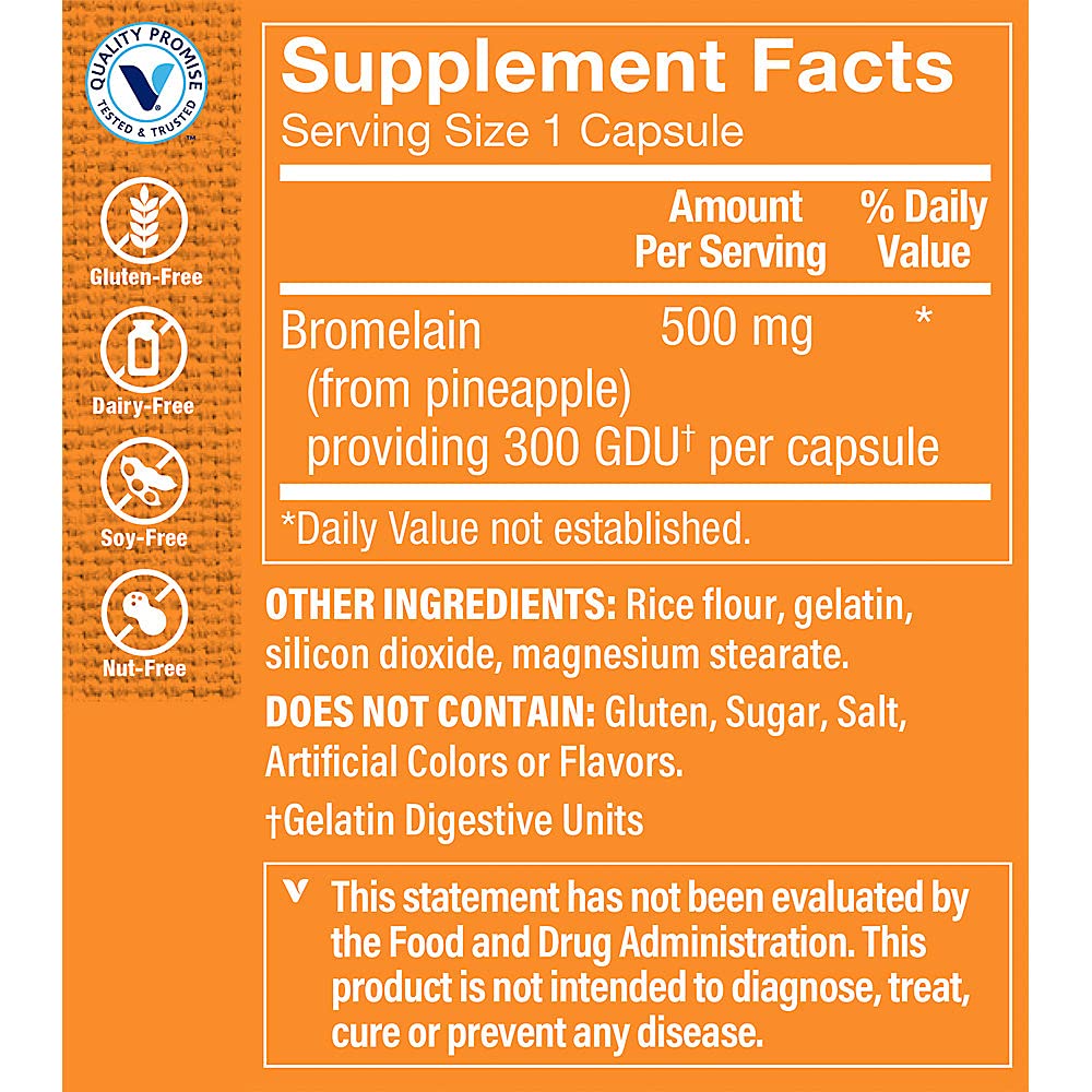The Vitamin Shoppe Bromelain 500mg 600 GDU - Protein Digestion & Absorption | Pineapple Enzyme | 300 Capsules | Digestive Support