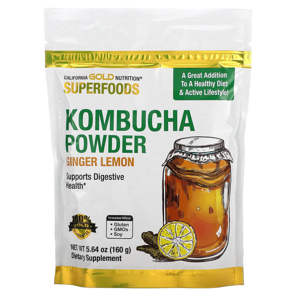 Image 1 of California Gold Nutrition Superfoods, Kombucha Powder, Ginger Lemon, 5.64 oz (160 g)