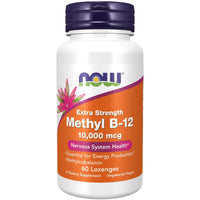 Thumbnail for NOW Foods Supplements, Methyl B-12 (Methylcobalamin) 10,000 mcg, Nervous System Health*, 60 Lozenges