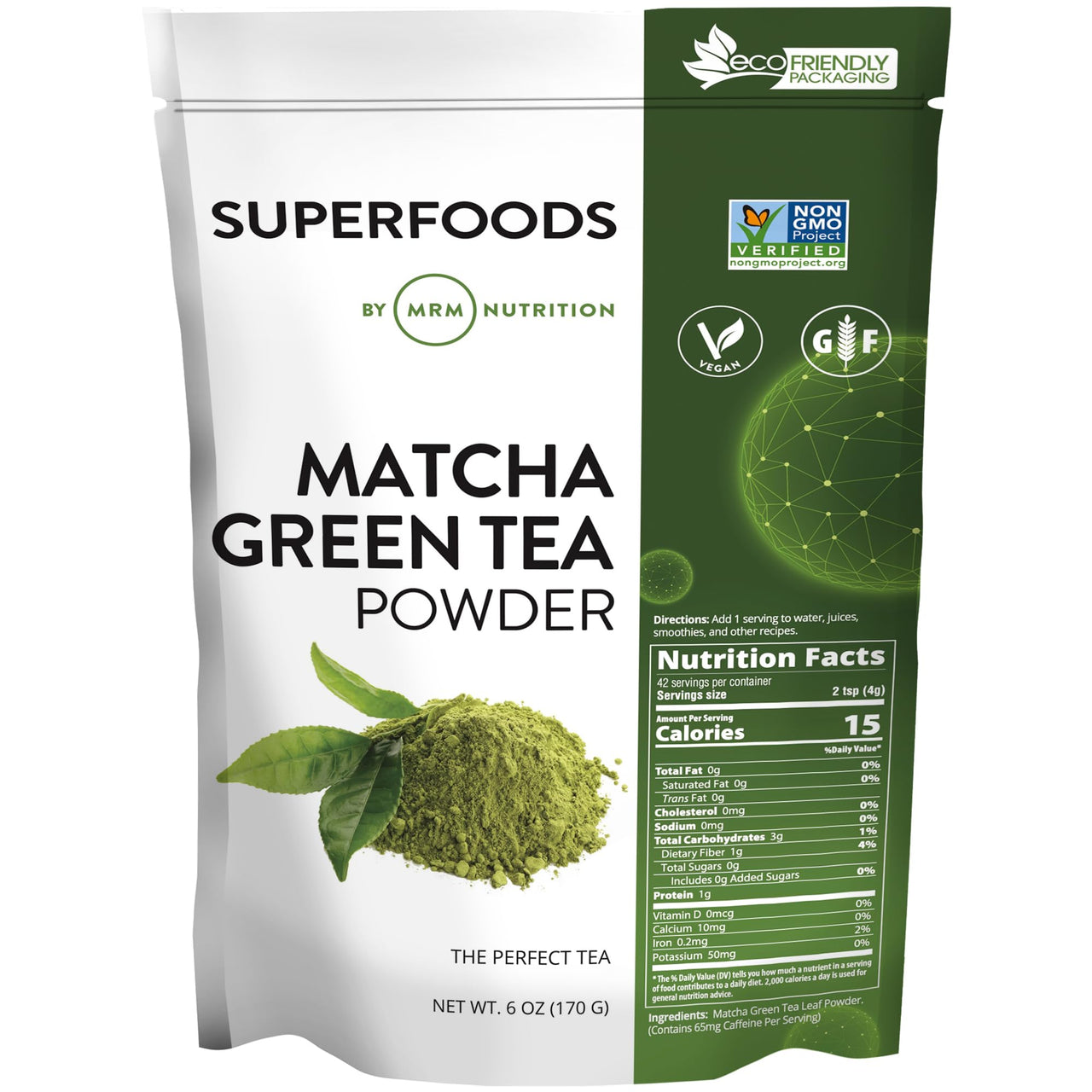 MRM Nutrition Superfoods Matcha Green Tea Powder - Grown In Japan, Superfood Powder for Matcha Lattes, Smoothies & Baking -Vegan, Gluten-Free and Non-GMO verified - 42 Servings