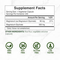 Thumbnail for Deal Supplement Magnesium Glycinate 500mg, 240 Veggie Capsules | 100% Chelated for Easy Absorption | Essential Mineral Supplement | Non-GMO, Gluten-Free