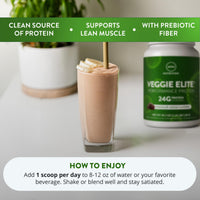 Thumbnail for MRM Veggie Elite Performance Protein - Chocolate Mocha, Plant-Based Powder, 24g Protein per Serving with BCAAs & Digestive Enzymes, Clinically Tested - Vegan, Gluten-Free - 31 Servings