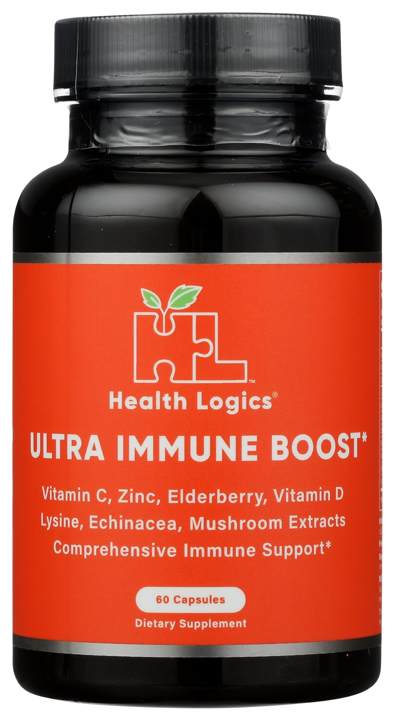 Health Logics Fortify! Capsules with Vitamin C, Zinc, Elderberry, Vitamin D, Lysine, Echinacea, and Mushroom Extracts for Powerful Antioxidant Immune Support, 60 Veggie Caps