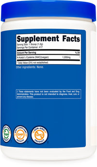 Thumbnail for Nutricost N-Acetyl L-Cysteine (NAC) Powder 500 Grams - Vegan NAC, Non-GMO, Gluten Free