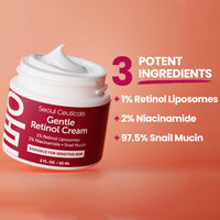 Thumbnail for SeoulCeuticals 1% Korean Retinol Night Cream - 97.5% Snail Mucin + 2% Niacinamide Moisturizer for Face - Gentle K Beauty for Sensitive Skin 2oz