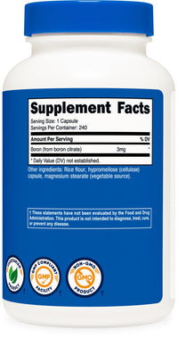 Thumbnail for Nutricost Boron 3mg Supplement, 240 Vegetarian Capsules - Gluten Free and Non-GMO