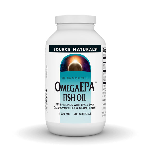 Source Naturals OmegaEPA Fish Oil - Marine Lipids with EPA & DHA Supports Cardiovascular & Brain Health - 200 Softgels