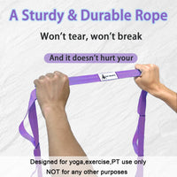 Thumbnail for Stretching Strap Yoga Strap with Loops, Stretch Straps for Physical Therapy, Non-Elastic Exercise Strap for Pilates, Dance and Gymnastics with Workout Guide (Purple)
