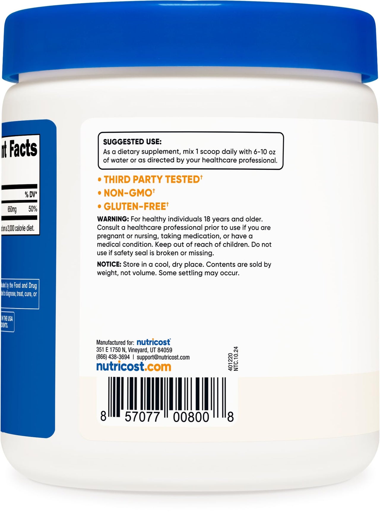 Nutricost Calcium Carbonate Powder 500 Grams