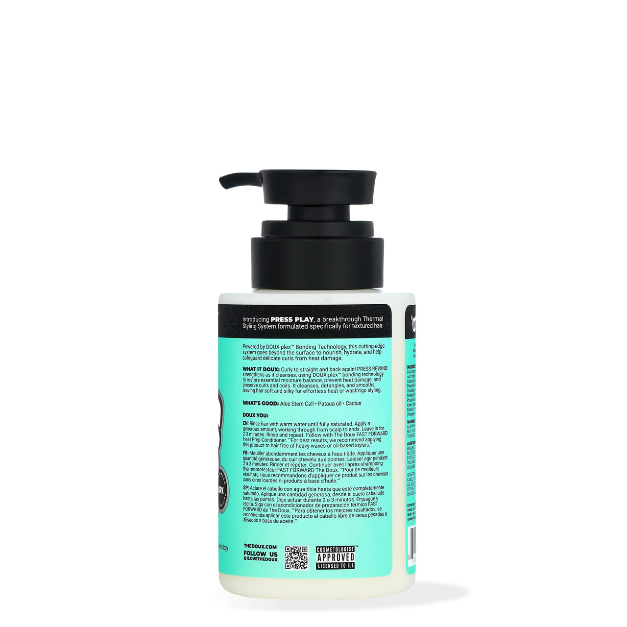 The Doux PRESS REWIND Curl Retention Shampoo for Curly Hair – Anti-Frizz Hydrating Shampoo with Aloe & Pataua Oil – Frizz Control Hair Care for Men & Women – Sulfate-Free, 8 oz
