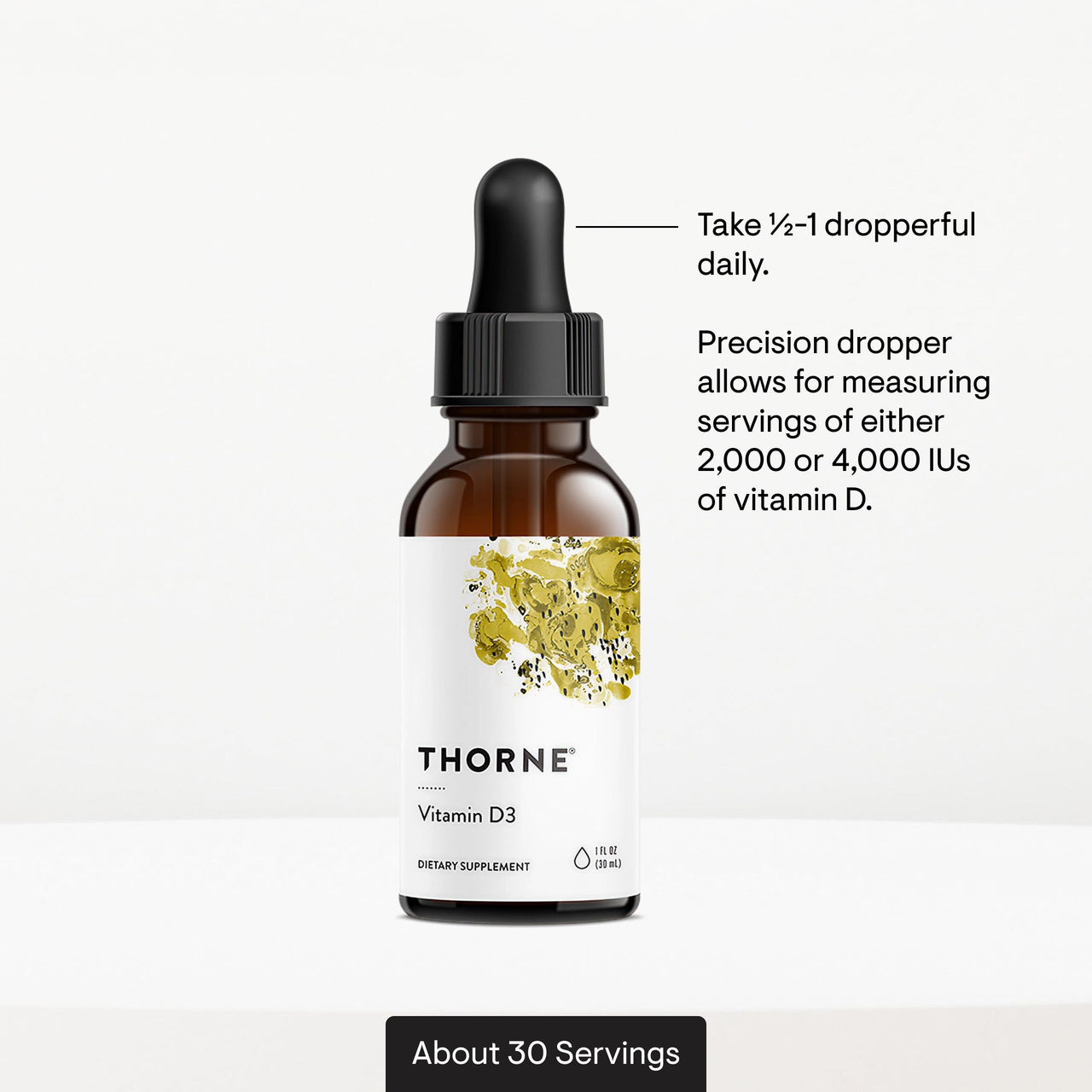 THORNE - Vitamin D3 with a Metered Dispenser - Liquid Vitamin D Vegan Supplement - Supports Healthy Bones, Teeth & Muscles, Plus Cardiovascular & Immune Function* - 4,000 IU - 1 Fl Oz - 30 Servings