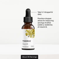Thumbnail for THORNE - Vitamin D3 with a Metered Dispenser - Liquid Vitamin D Vegan Supplement - Supports Healthy Bones, Teeth & Muscles, Plus Cardiovascular & Immune Function* - 4,000 IU - 1 Fl Oz - 30 Servings