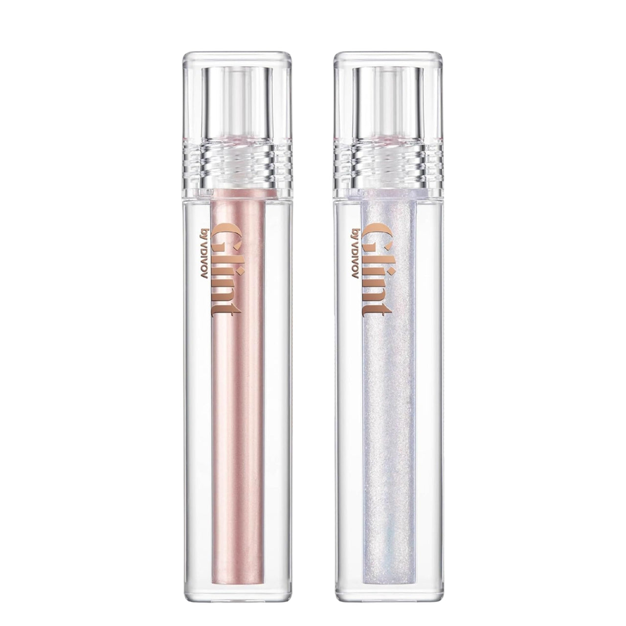 Glint Liquid Gel Highlighter (Dewy Moon, 0.1oz + Glitter Veil, 0.1oz) - Multi-Use Face & Body Gloss Set for Smooth Glow and Long-Lasting Healthy Radiance. Korean Makeup for Eyes, Cheeks, Nose & Lips
