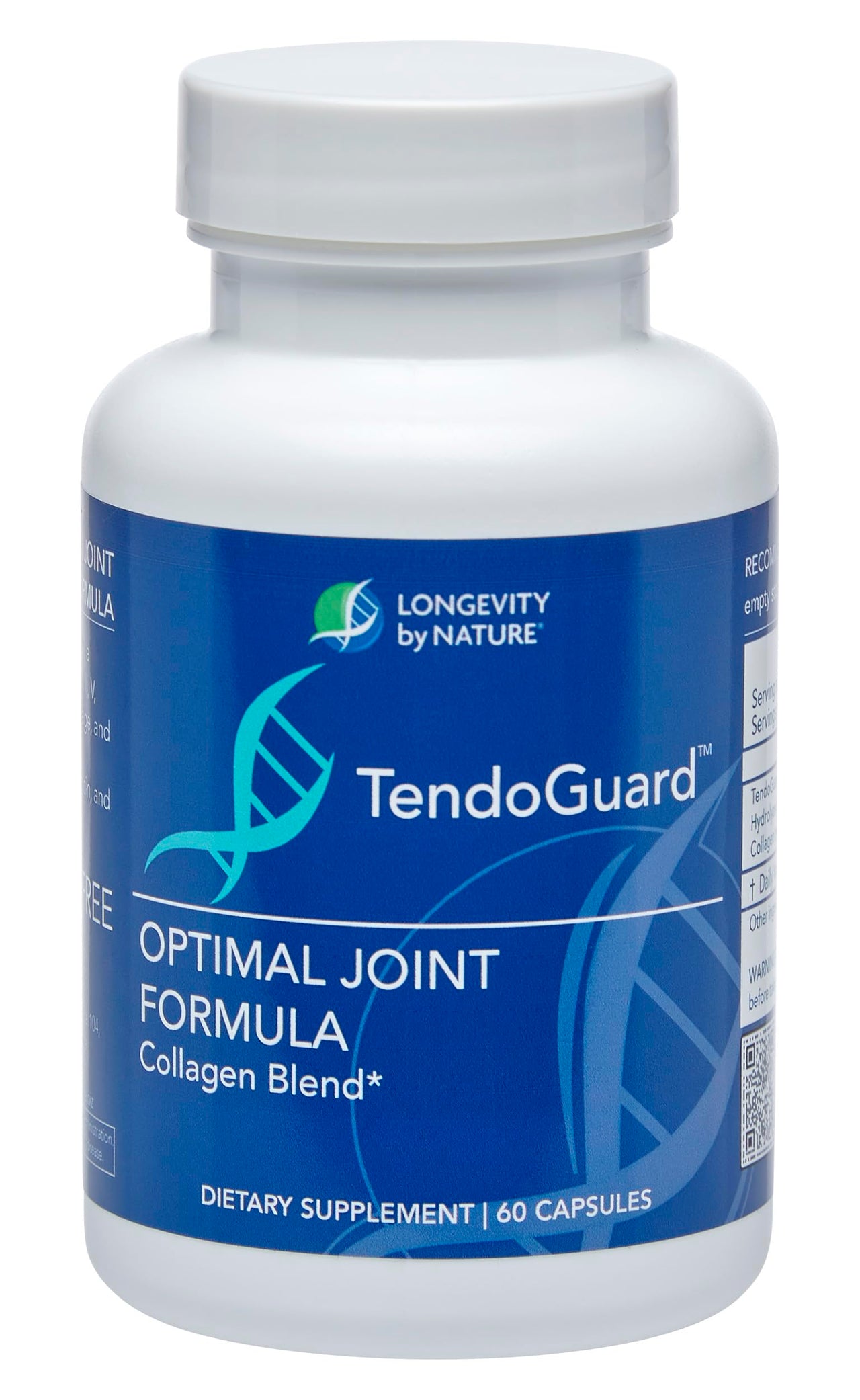 Longevity by Nature TendoGuard Joint Support Supplement with Collagen Peptides, Hyaluronic Acid Supplements, Tendon and Ligament, 60 Capsules