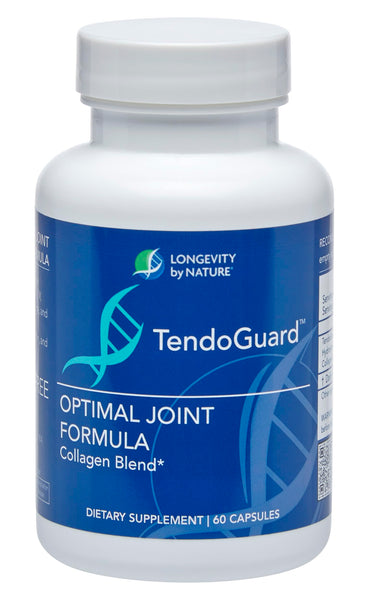 Longevity by Nature TendoGuard Joint Support Supplement with Collagen Peptides, Hyaluronic Acid Supplements, Tendon and Ligament, 60 Capsules