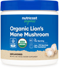 Thumbnail for Nutricost Organic Lion's Mane Mushroom Powder 4oz - Certified USDA Organic