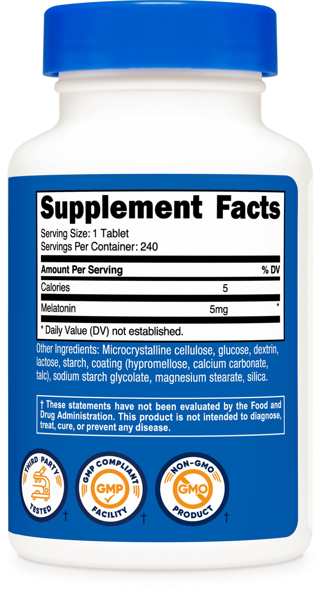 Nutricost Melatonin 5mg, 240 Tablets - 5mg Per Serving, Non-GMO, Gluten Free