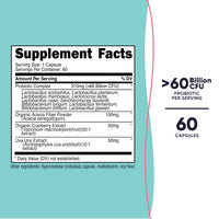 Thumbnail for Nutricost Probiotic for Women 60 Billion CFU, 60 Capsules, Complex with Acacia Fiber, Uva Ursi, & Cranberry Extract - Non-GMO & Gluten Free