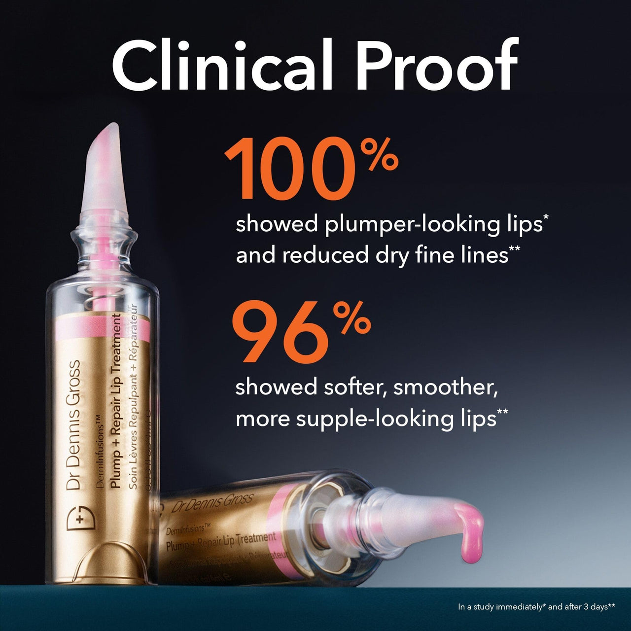 Dr Dennis Gross DermInfusions Plump + Repair Tinted Lip Treatment, Clear - Visibly Plumps & Defines Lips with Hyaluronic Acid & Peptides - Repairs Moisture Barrier - 10 mL