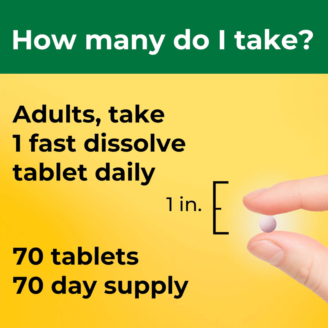 Nature Made Vitamin D3 5000 IU (125 mcg) Extra Strength, Vitamin D Supplement for Immune Support, 70 Sugar Free Fast Dissolve Tablets, 70 Day Supply