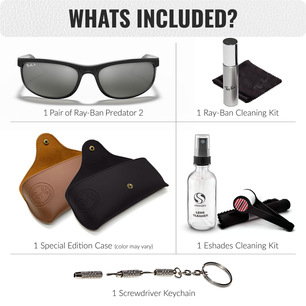 Ray-Ban RB2027 PREDATOR 2 Polarized Rectangle Sunglasses With Eyewear Kit Bundle - High Bridge Fit - Ideal Formal and Casual Wear Retro Sunglasses
