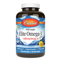 Thumbnail for Carlson Elite Omega-3 Gems, 1600mg Omega-3s with EPA & DHA, Wild-Caught Norwegian Fish Oil, Lemon Flavor, 90 Softgels