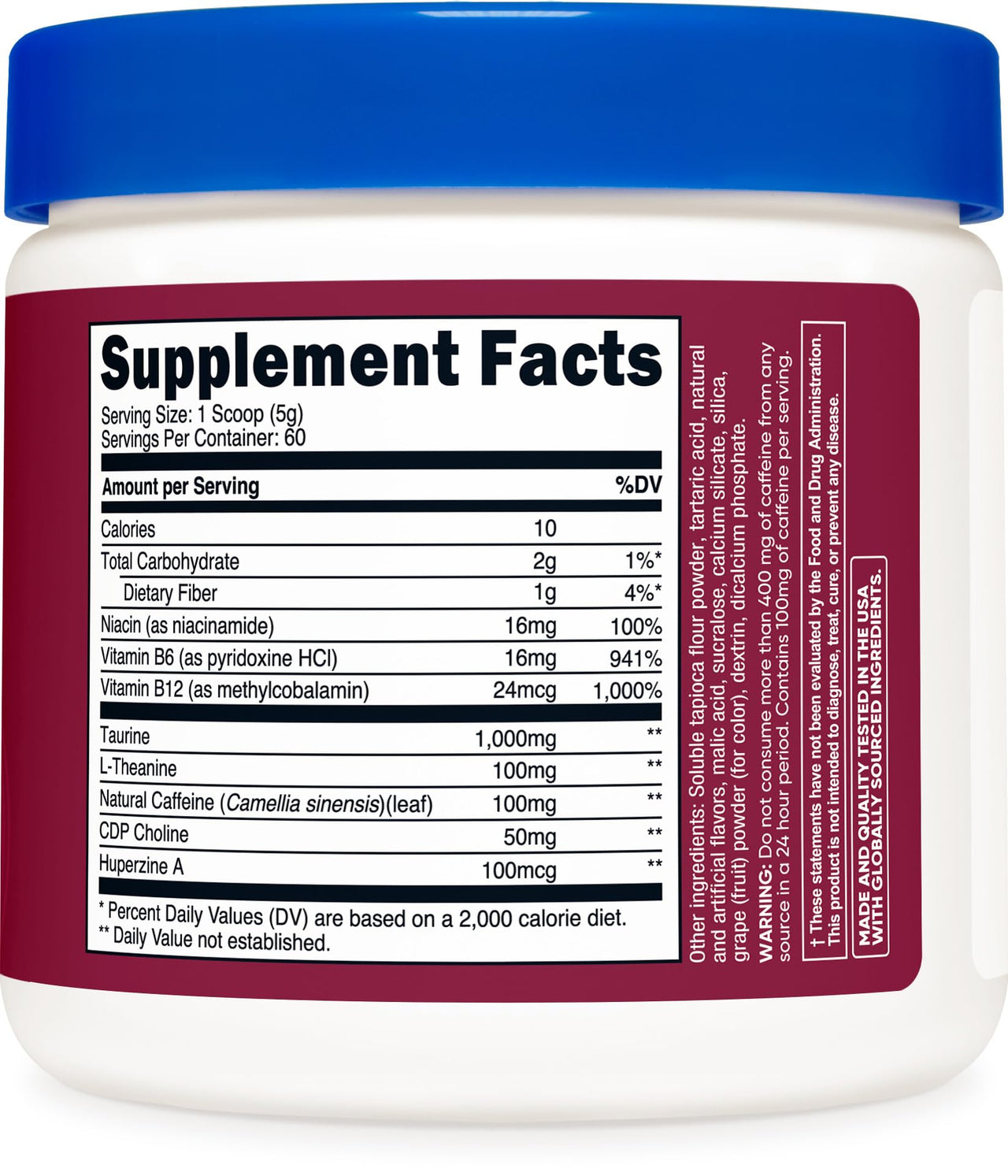 Nutricost Energy Drink Powder (Grape) (60 Servings) - Pre Workout Supplement with Natural Flavors - Non-GMO, Gluten-Free