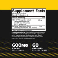 Thumbnail for Primaforce KSM-66 Ashwagandha Root Extract (600mg) 60 Veggie Capsules - 5% Withanolides with BioPerine