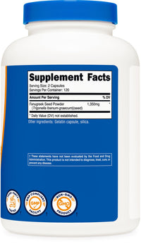 Thumbnail for Nutricost Fenugreek Seed 1350mg, 240 Capsules - Gluten Free, Non-GMO, 675mg Per Capsule