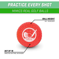 Thumbnail for GoSports Foam Golf Practice Balls - 16 Pack Realistic Feel and Limited Flight Use Indoors or Outdoors
