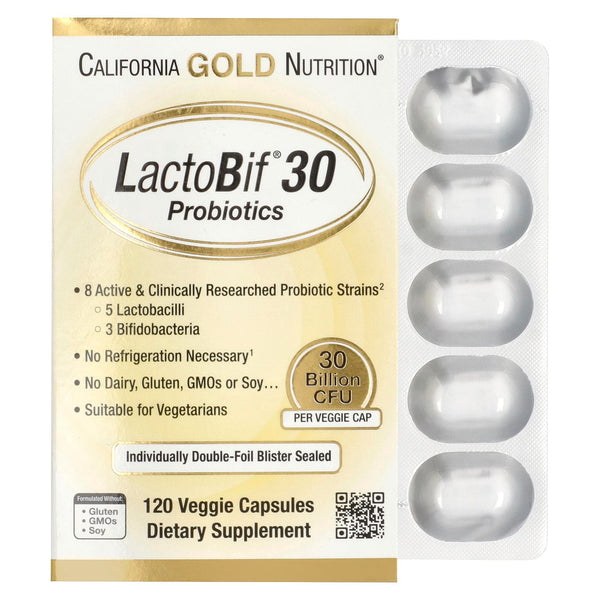 California Gold Nutrition LactoBif® 30 Probiotics, 30 Billion CFU, 120 Veggie Capsules