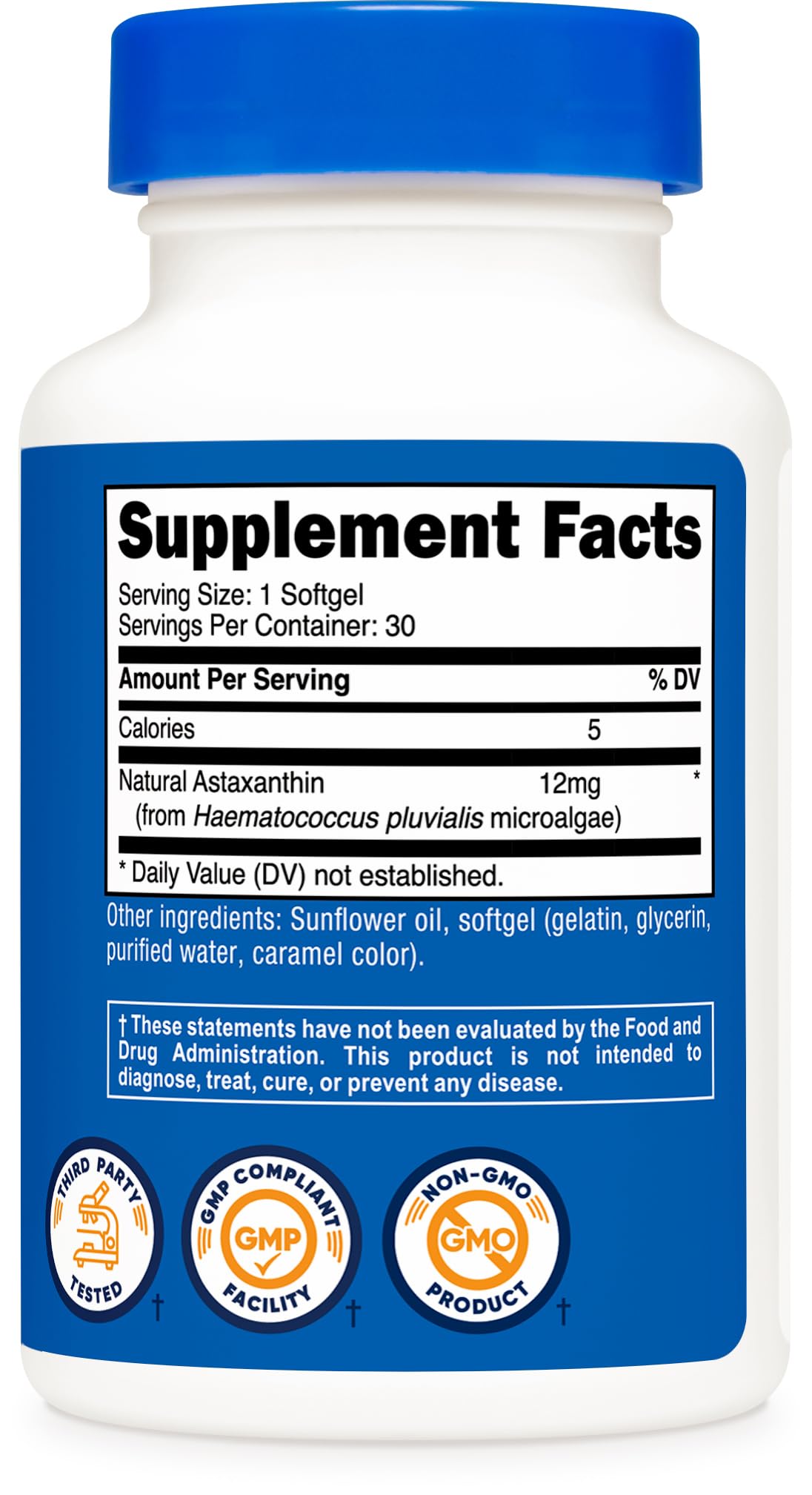 Nutricost Astaxanthin 12mg, 30 Softgels - Non-GMO and Gluten Free