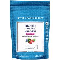 Thumbnail for The Vitamin Shoppe Biotin Soft Chews for Hair, Skin & Nail Support - 5,000mcg - Mixed Berry (60 Soft Chews)