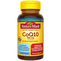 Thumbnail for Nature Made CoQ10 200mg per Serving with Black Pepper Extract for Enhanced Nutrient Absorption, CoQ10 Supplement for Heart Health Support, 60 Softgels, 30 Day Supply