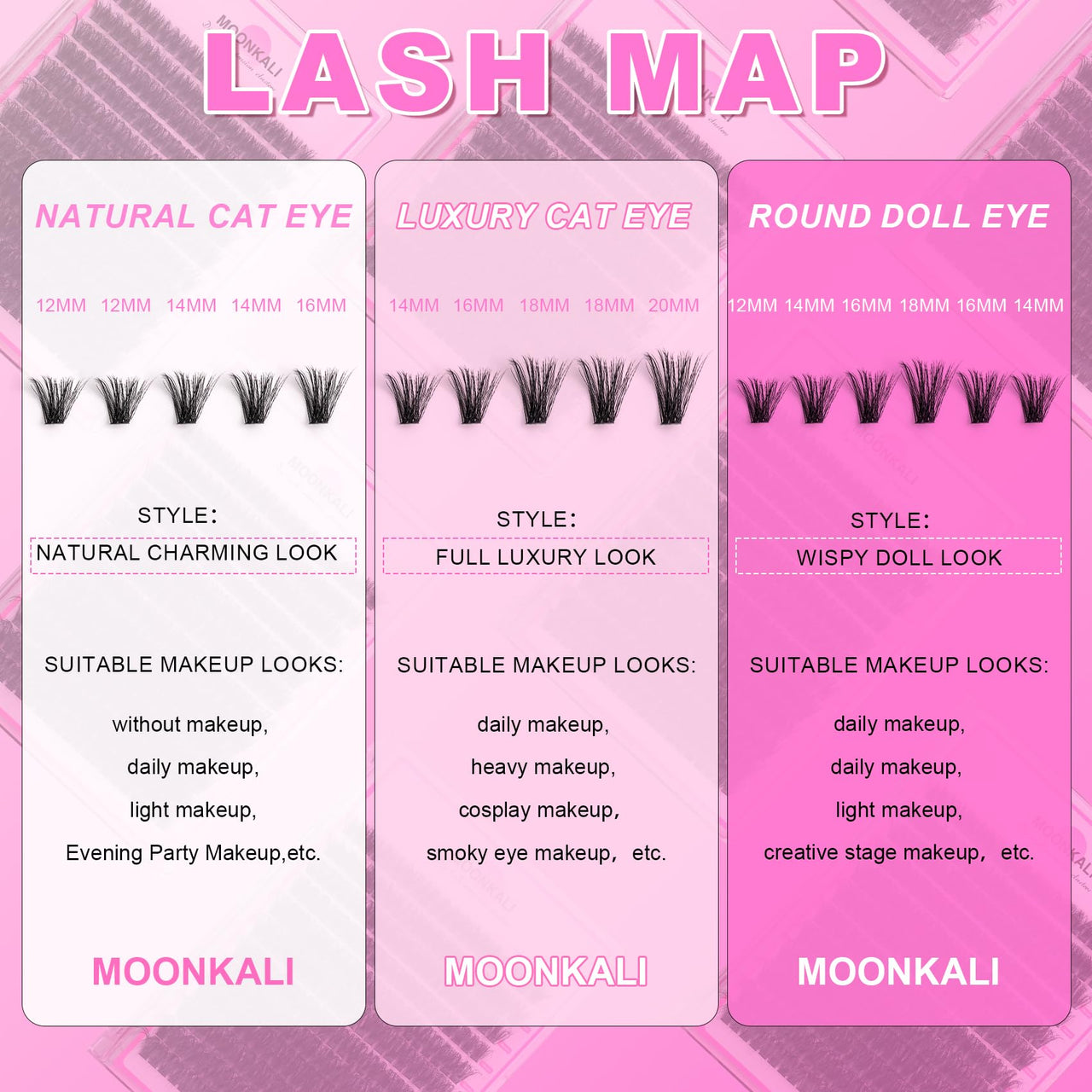 Lash Clusters Wispy 80D Eyelash Clusters D Curly 12-20MM Mix Length Cluster Eyelash Extensions Thick Volume Individual Lashes Clusters DIY Eye Lash Extension 3D Eyelashes Clusters at Home By MOONKALI