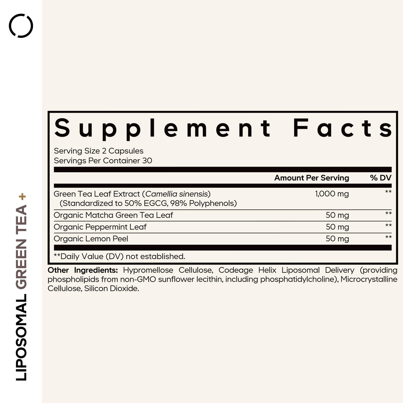 Codeage Liposomal Green Tea+ EGCG 50% Green Tea Extract, Organic Matcha Green Powder, Peppermint Leaf, Lemon Peel, Liposomal Delivery - Vegan Pils Supplement - Non-GMO - 60 Capsules