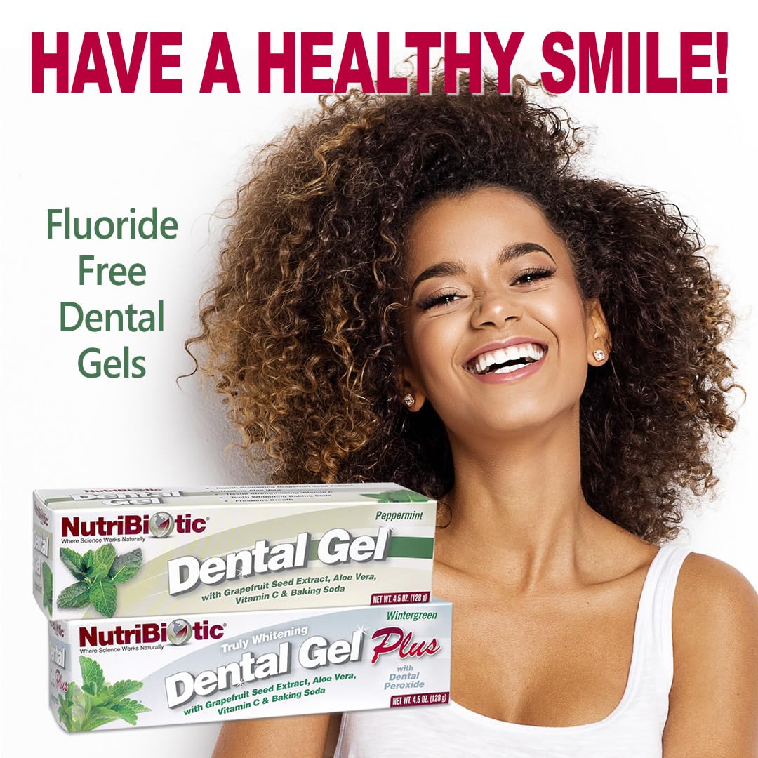 NutriBiotic – Dental Gel, Golden Peppermint, 4.5 Oz | with GSE, Aloe, Vitamin C & Baking Soda | Vegan, Biodegradable & Free of Fluoride, Gluten & Sodium Lauryl Sulfate / SLS