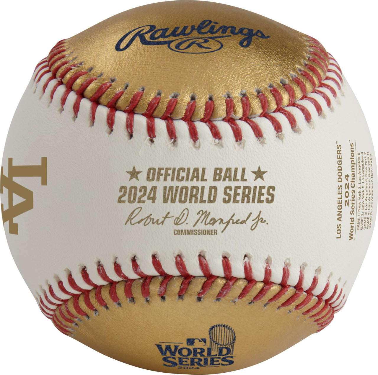 Rawlings | Official 2024 World Series Champions Los Angeles Dodgers | WS Champs Ball | White/Gold Leather Champions