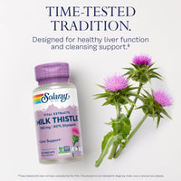 Thumbnail for SOLARAY Milk Thistle Seed Extract 350 mg Guaranteed to Contain 80% Silymarin, Traditional Liver Support, Vegan & Lab Verified for Quality, 60 Day Money-Back Guarantee, 60 Servings, 60 VegCaps