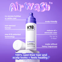 Thumbnail for K18 AirWash™ Dry Shampoo, Non-Aerosol, Balances Scalp & Controls Excess Oil Production, 4 Fl Oz