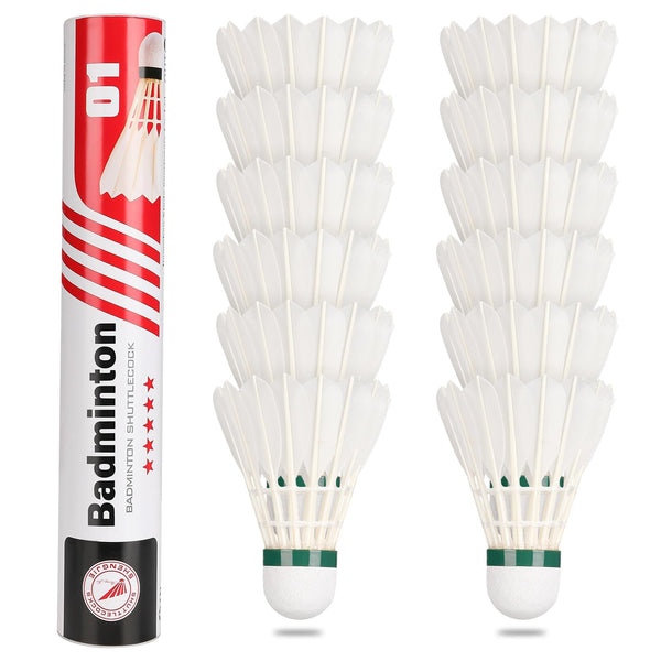 Philonext Goose Feather Badminton Shuttlecocks Birdies, 12 Pack Hight Speed Training Badminton Balls with Great Stability for Indoor Outdoor Sports Activities